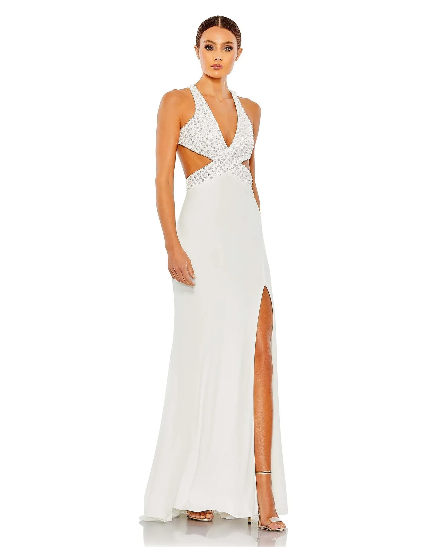 Floral sequin criss-cross bodice gown - Black