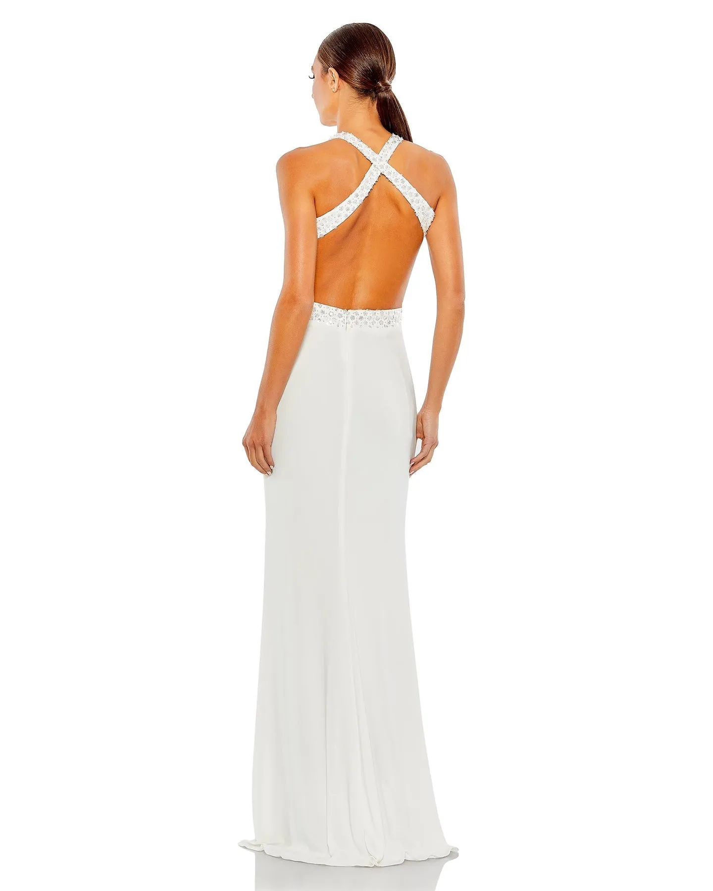 Floral sequin criss-cross bodice gown - Black