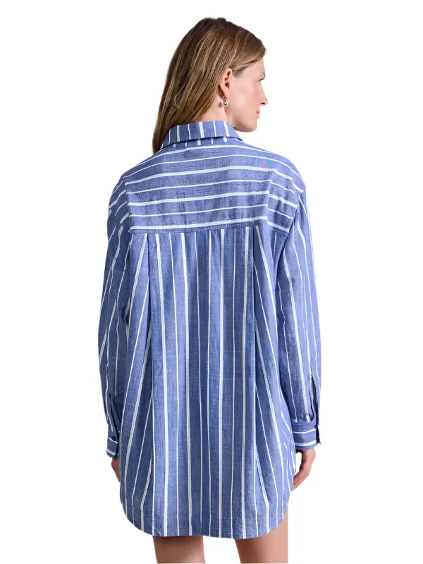 Flowe Pocket Button Up in Chambray Blue