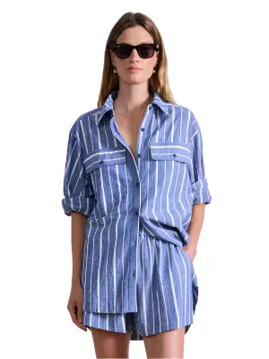 Flowe Pocket Button Up in Chambray Blue