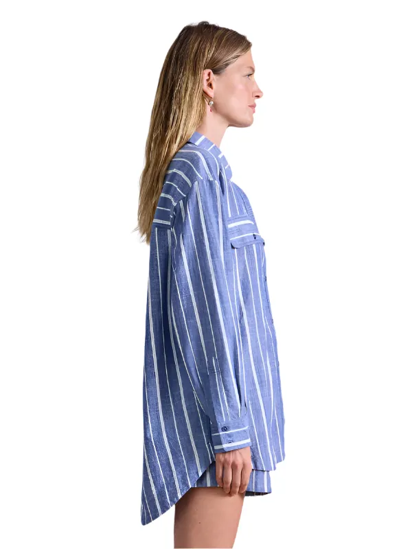 Flowe Pocket Button Up in Chambray Blue