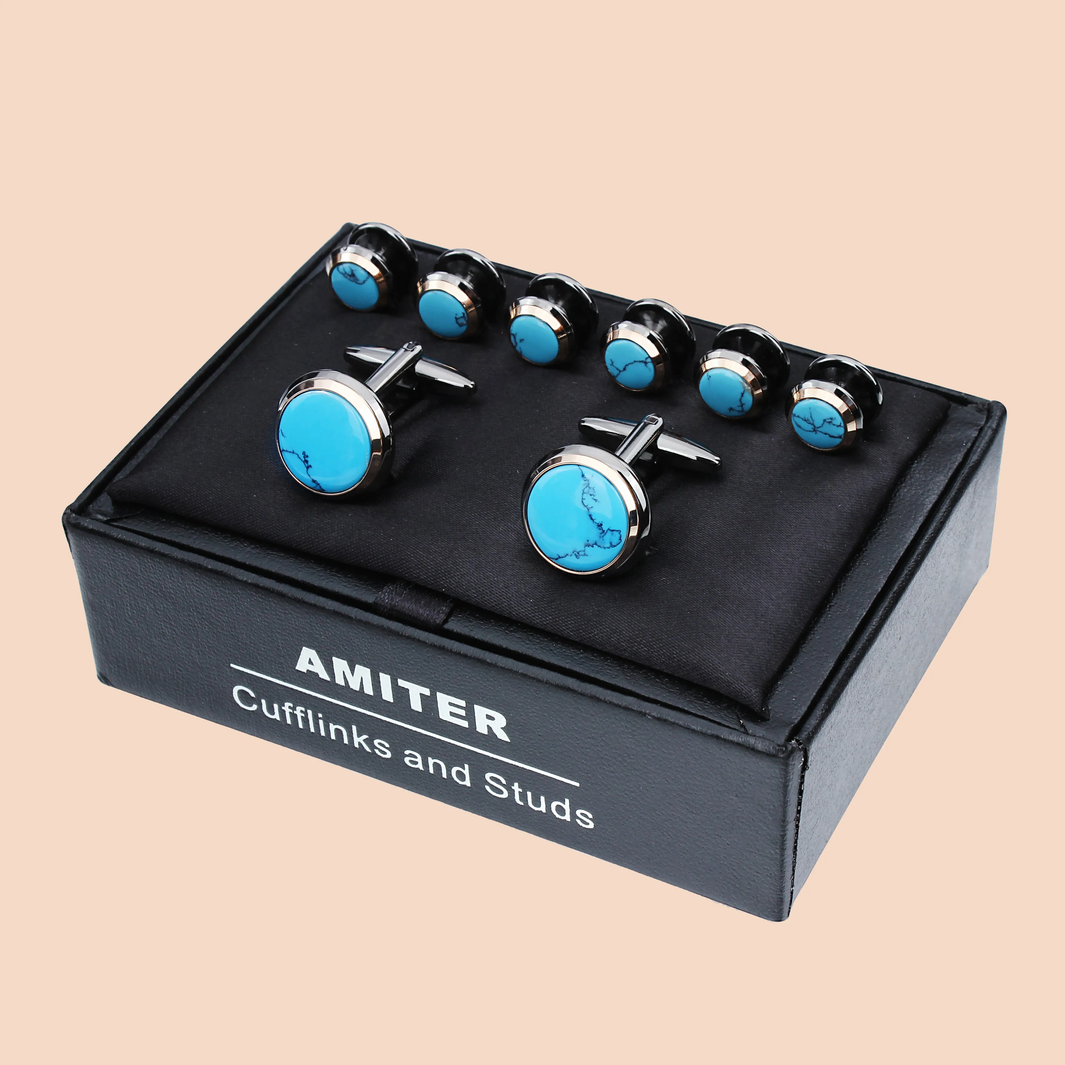 HAWSON Turquoise Cufflinks and Studs Set for Men