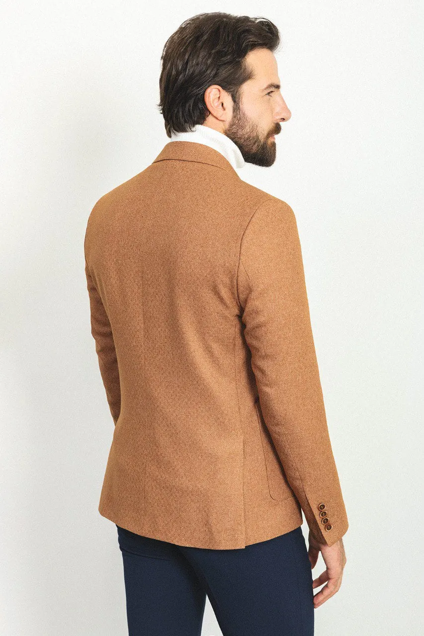 HolloMen Camel Textured Blazer Jacket