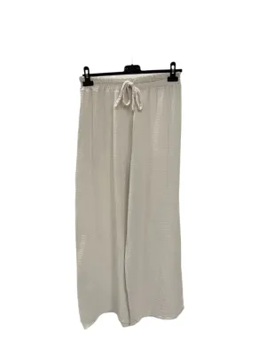 Italian Plain Cotton Gauze Trousers Elasticated Waist One Size