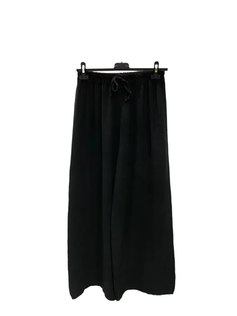 Italian Plain Cotton Gauze Trousers Elasticated Waist One Size