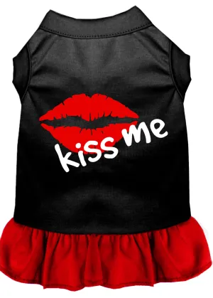 Kiss Me Screen Print Dog Dress Black With Red Xxxl