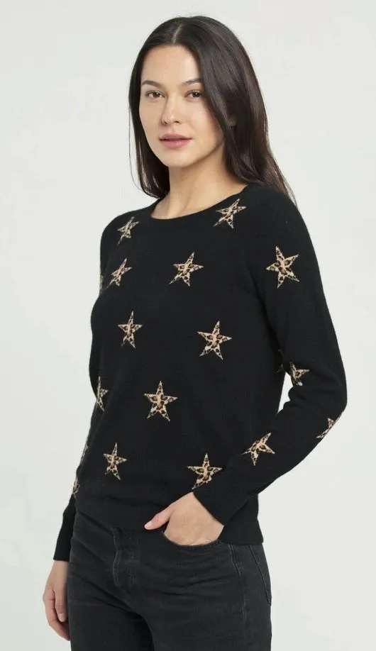 Leopard Star Black Sweater