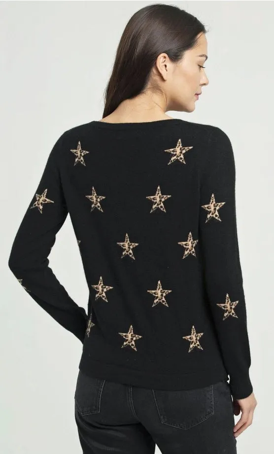 Leopard Star Black Sweater