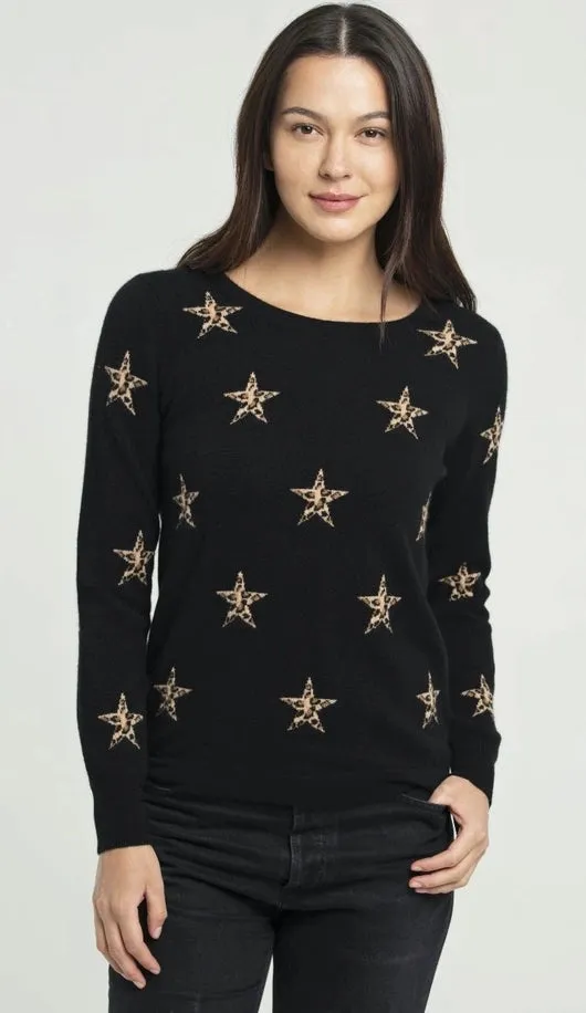 Leopard Star Black Sweater