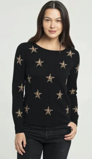 Leopard Star Black Sweater