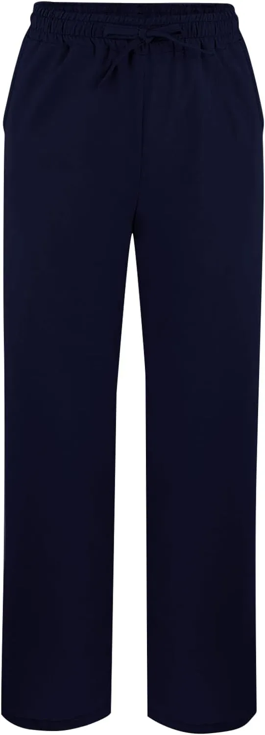Linen Pants for Women Summer High Waist Elastic Gauze Pant Lightweight Comfy Lounge Straight Leg Pant Trousers