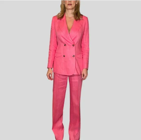LINEN STRAIGHT CUT PANT IN FUSCHIA SPRING 24