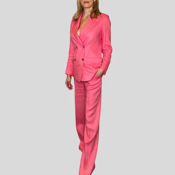 LINEN STRAIGHT CUT PANT IN FUSCHIA SPRING 24