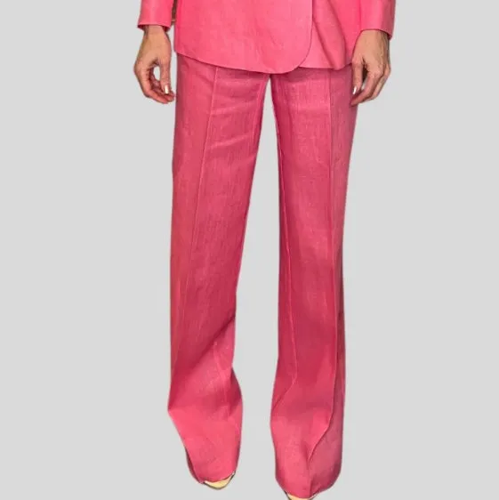 LINEN STRAIGHT CUT PANT IN FUSCHIA SPRING 24