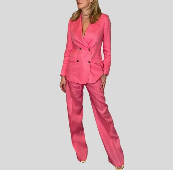 LINEN STRAIGHT CUT PANT IN FUSCHIA SPRING 24
