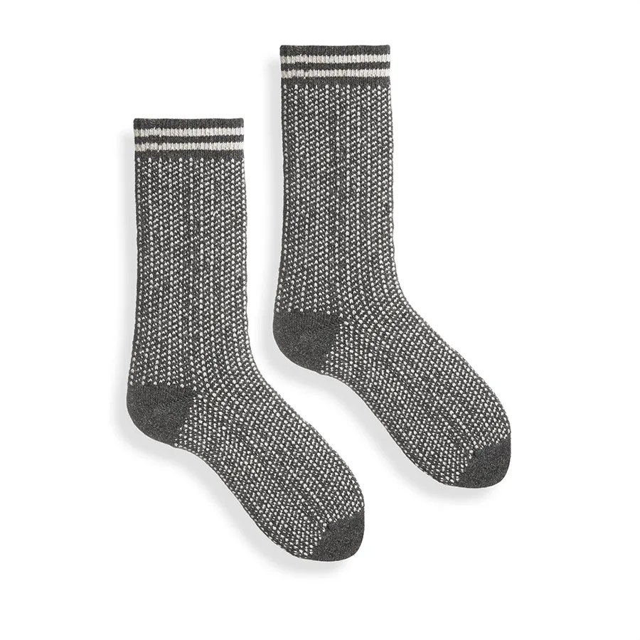 Lisa B Nordic Stripe Crew Sock - Charcoal