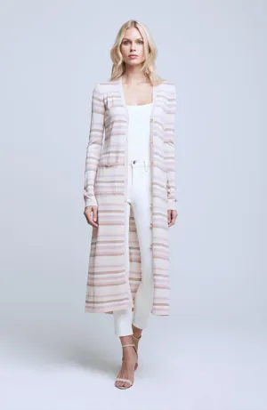 Long Sleeve Lulex Stripe Cardigan in Petal