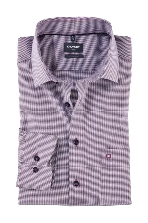 Luxor Modern Fit Mini Check Long Sleeve Shirt - Plum