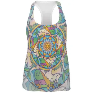 Mandala Trippy Stained Glass Hedgehog All Over Womens Work Out Tank Top