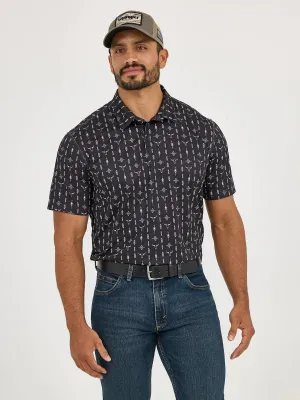 MENS BLACK PRINT WRANGLER PERFORMANCE POLO SHIRT