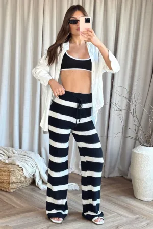 Mila black & white striped knit trousers