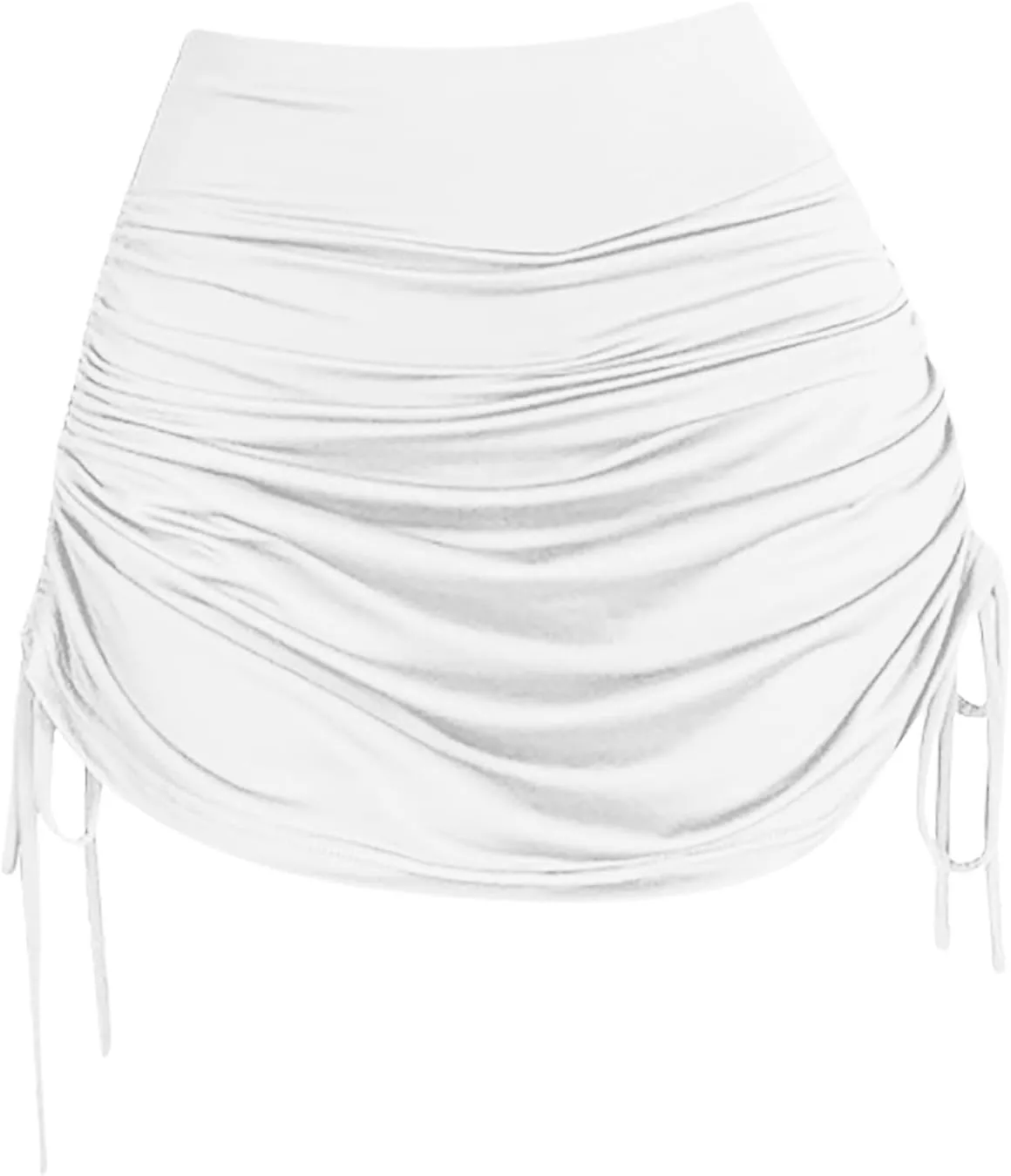 Mini Skirt for Women High Waist Ruched Pleated Drawstring Skater Skirts Solid Color Workout Athletic Skorts