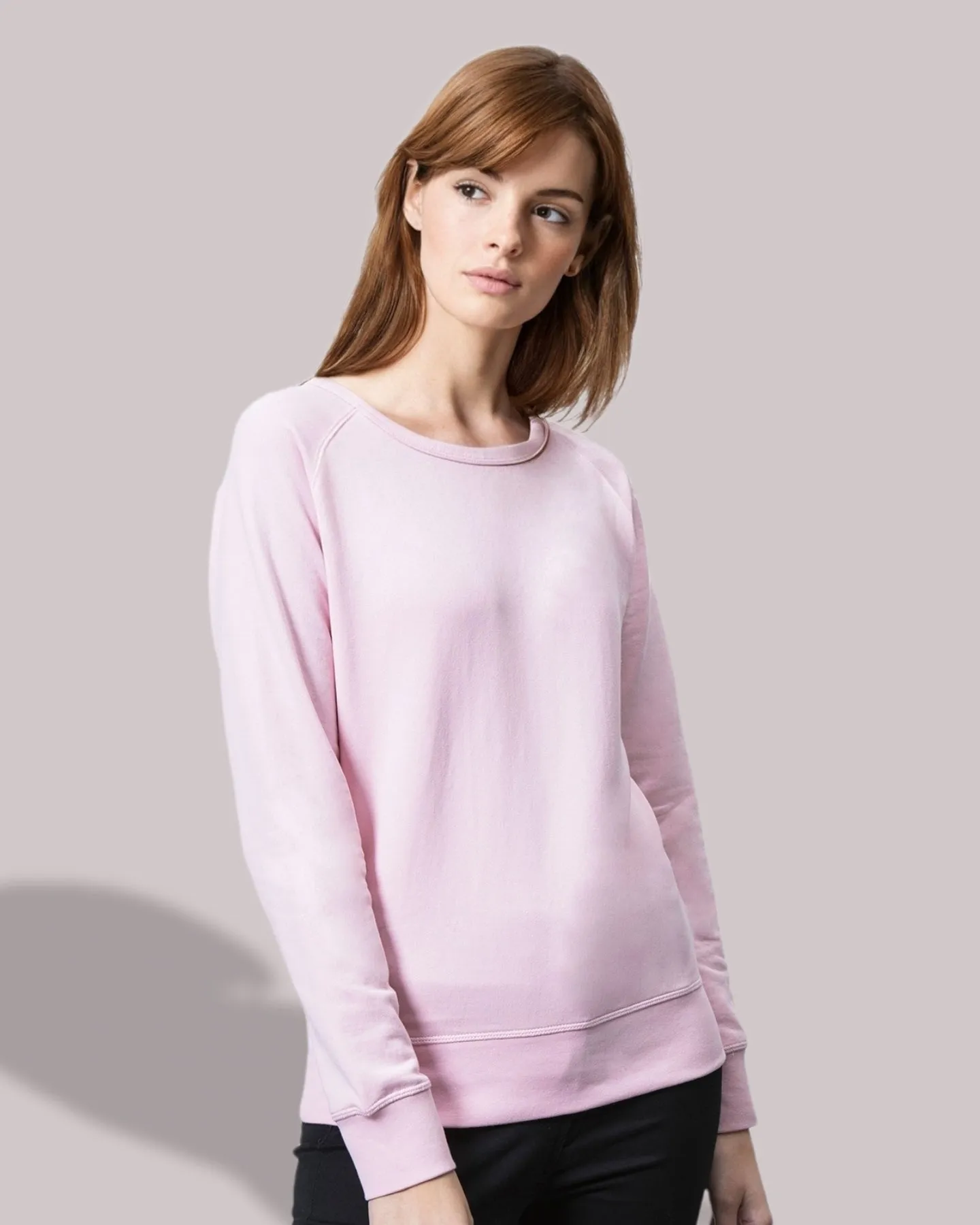 MTS M077 ― Damen Bio-Baumwolle Recycled rPET Raglan Sweatshirt - Soft Pink