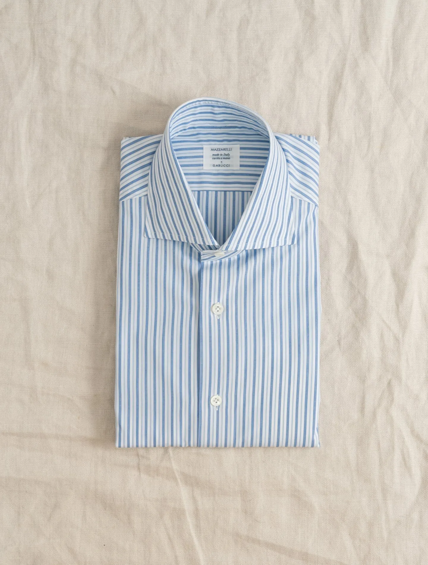 Multistrip Cotton Cut Away Shirt Blue