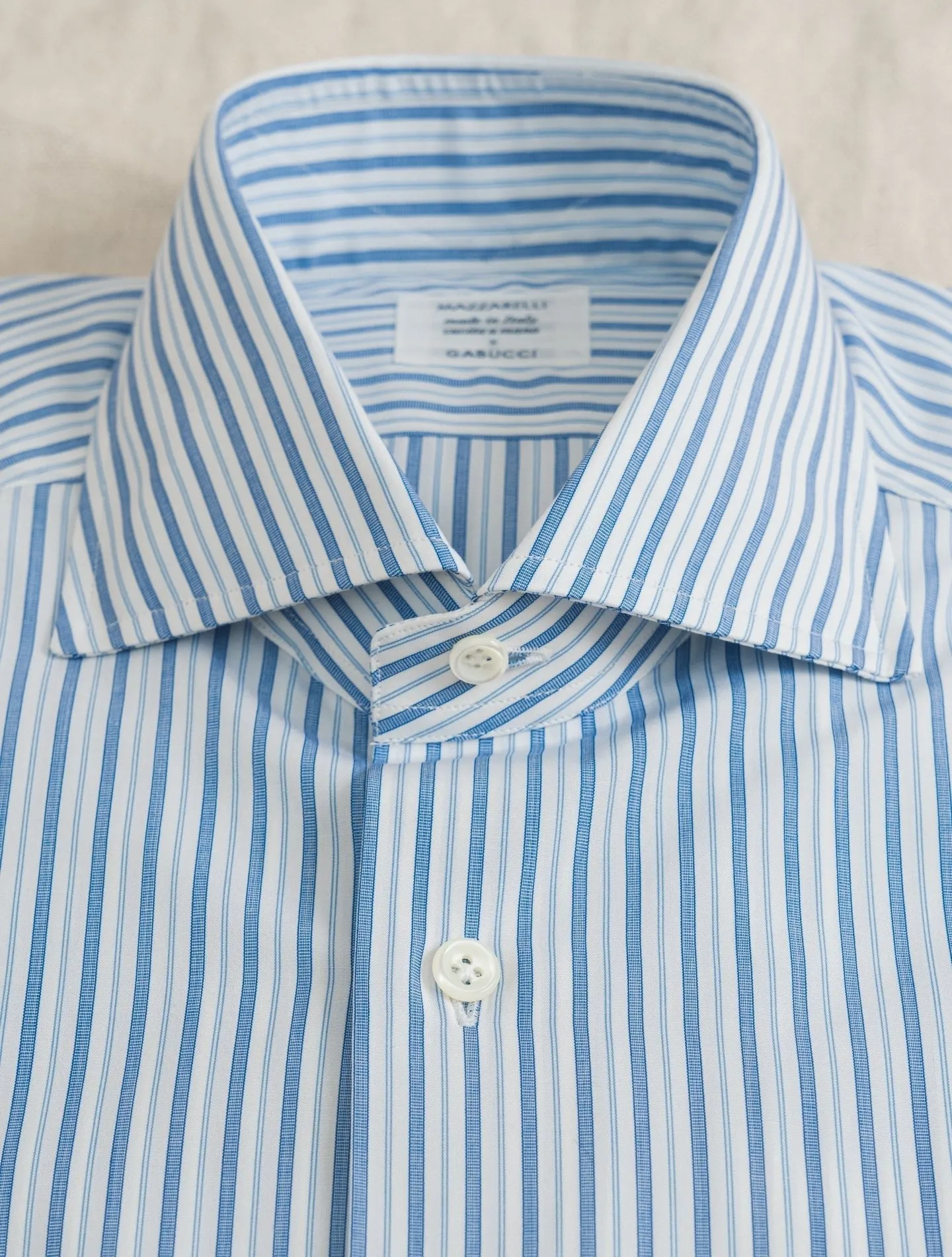 Multistrip Cotton Cut Away Shirt Blue
