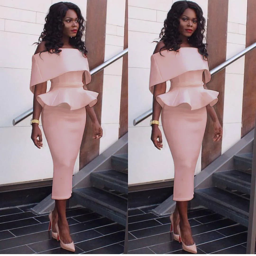 Off Shoulder Falbala Bodycon Long Party Dress