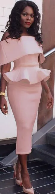 Off Shoulder Falbala Bodycon Long Party Dress
