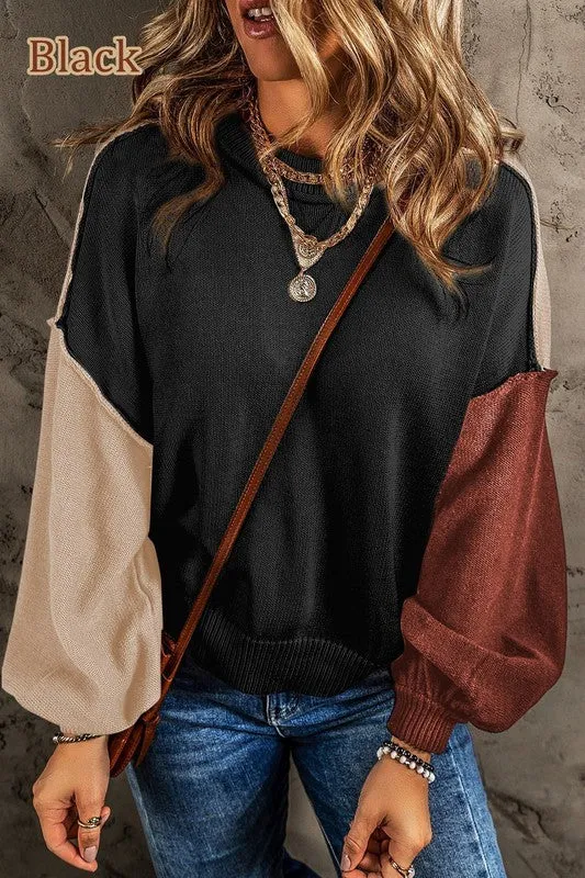 Ojai Color Block Balloon Sleeve Sweater