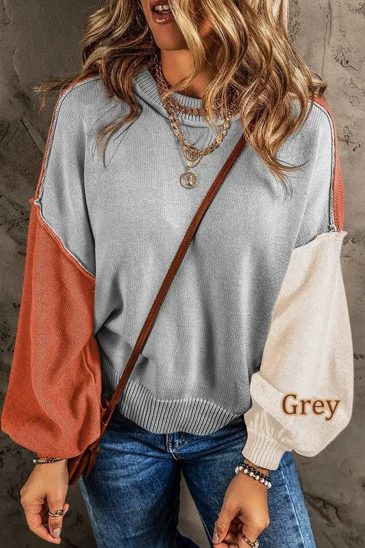 Ojai Color Block Balloon Sleeve Sweater