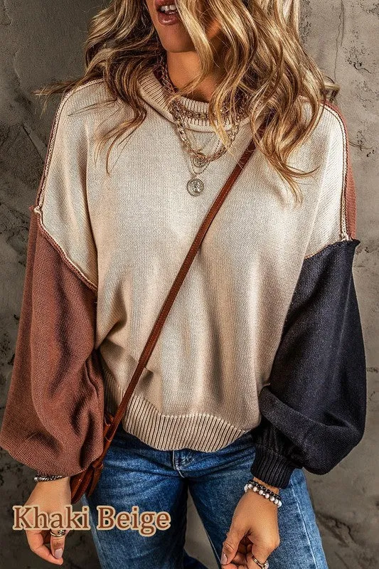 Ojai Color Block Balloon Sleeve Sweater