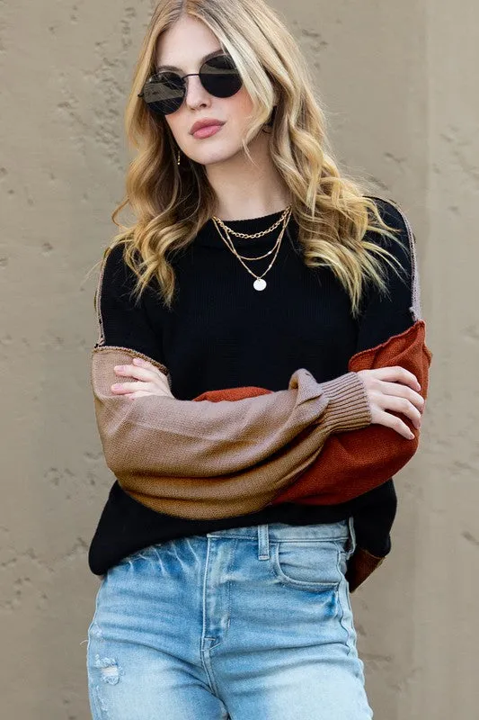 Ojai Color Block Balloon Sleeve Sweater