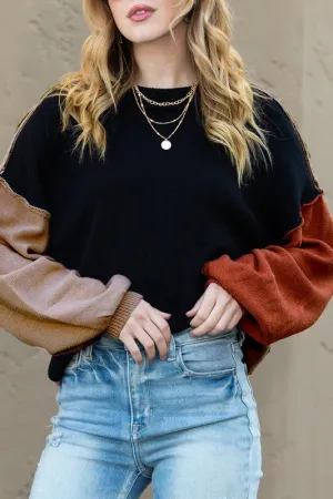 Ojai Color Block Balloon Sleeve Sweater