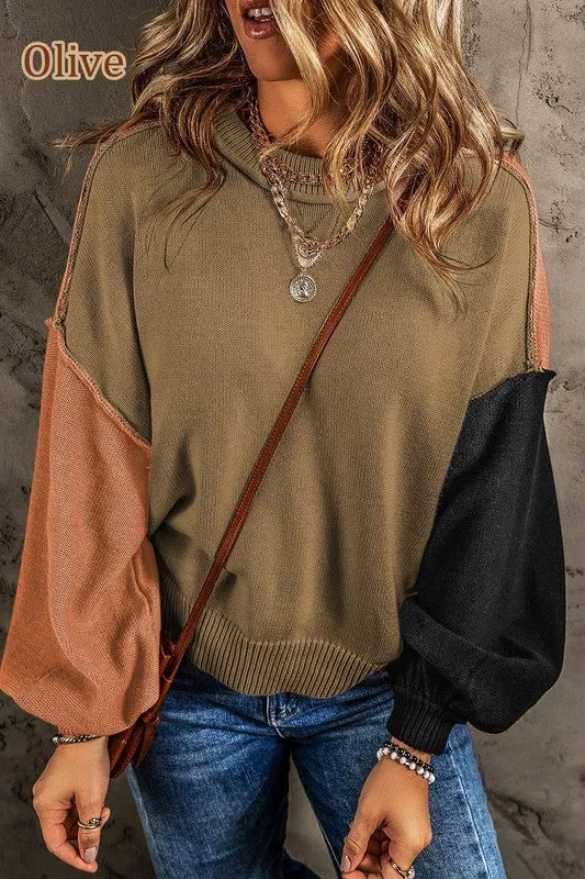 Ojai Color Block Balloon Sleeve Sweater