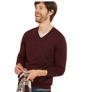 Old Nvy Soft Washed V-Neck Sweater Maroon