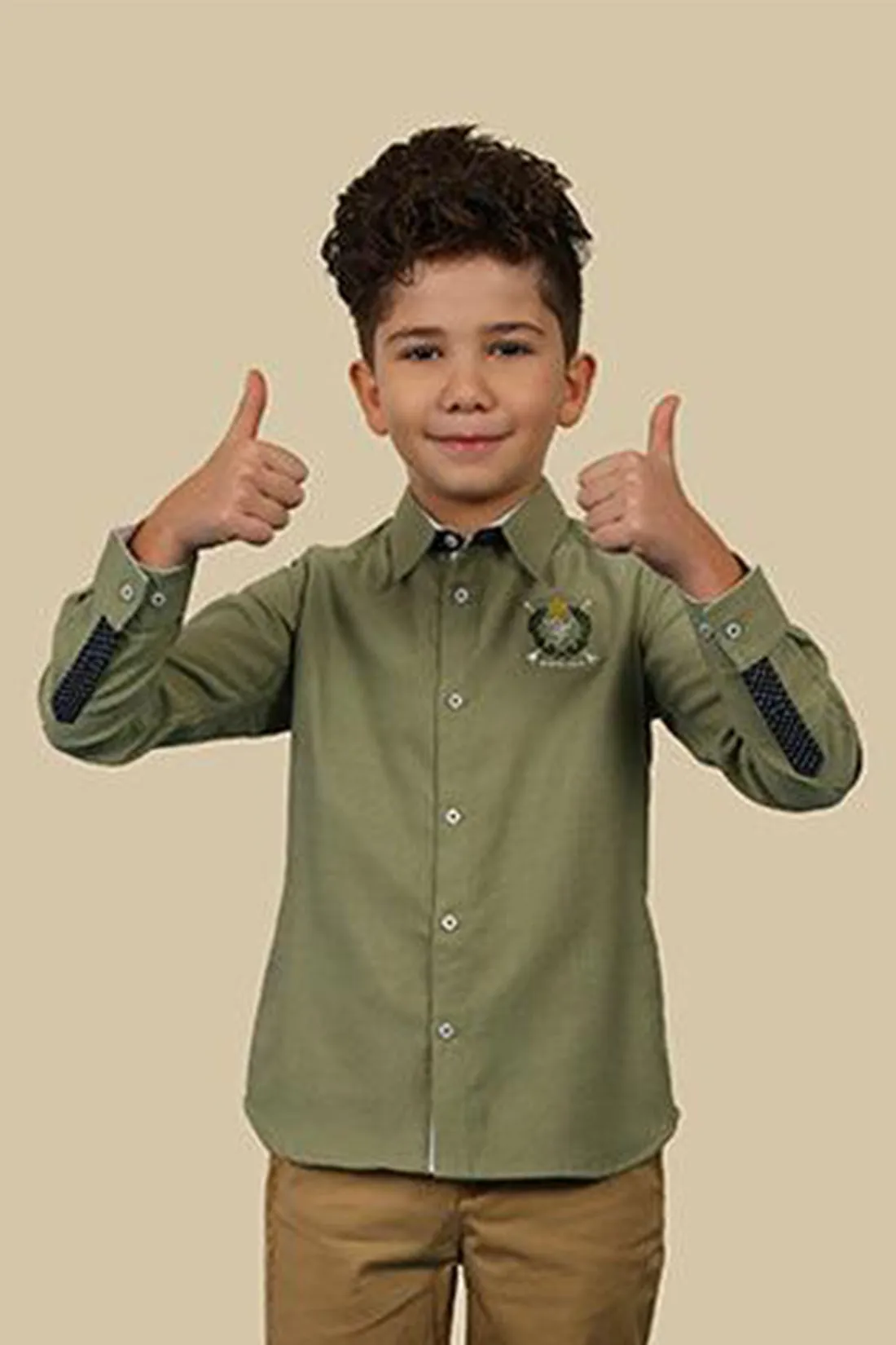 One Friday Green Shoulder Patch Shirt