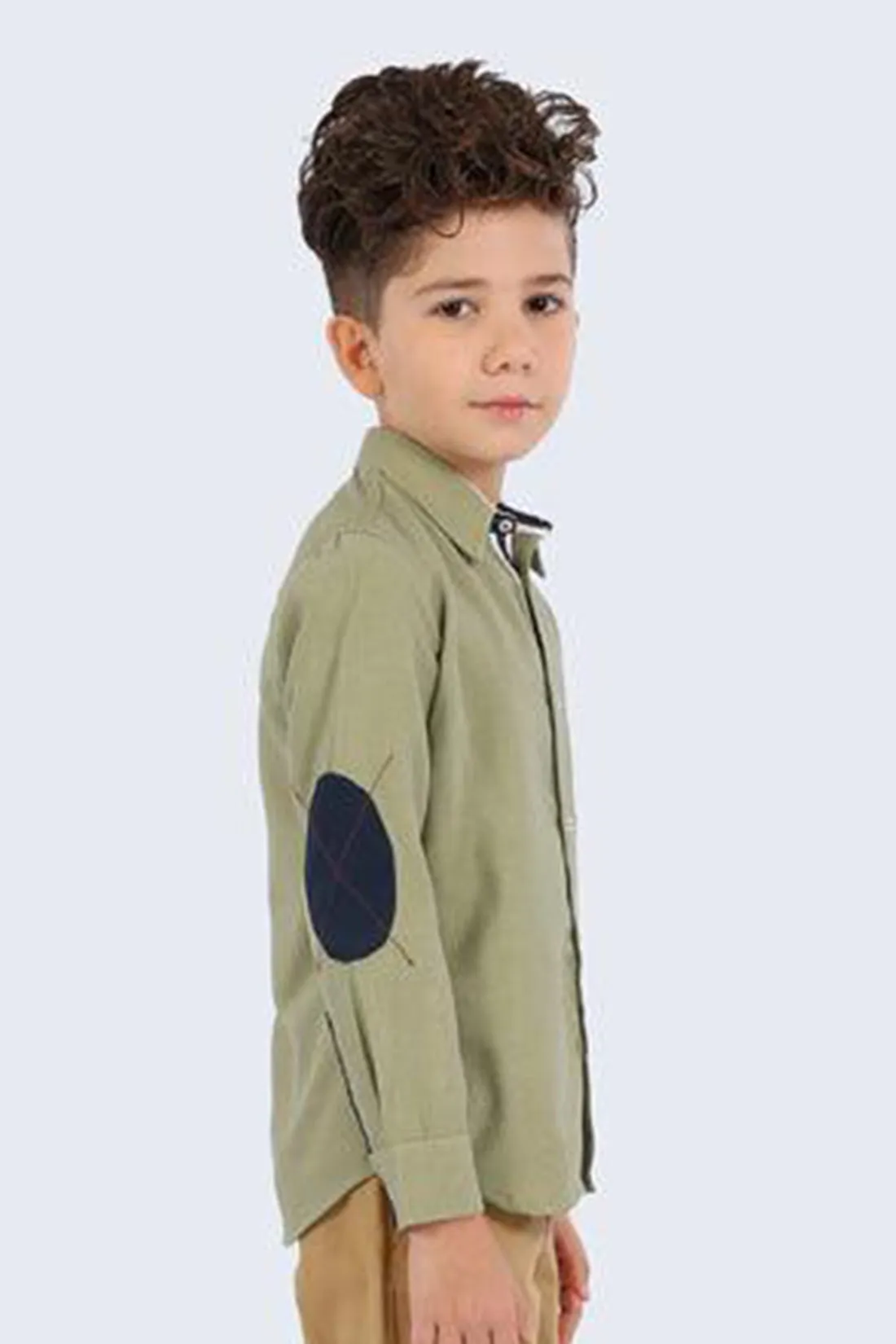 One Friday Green Shoulder Patch Shirt