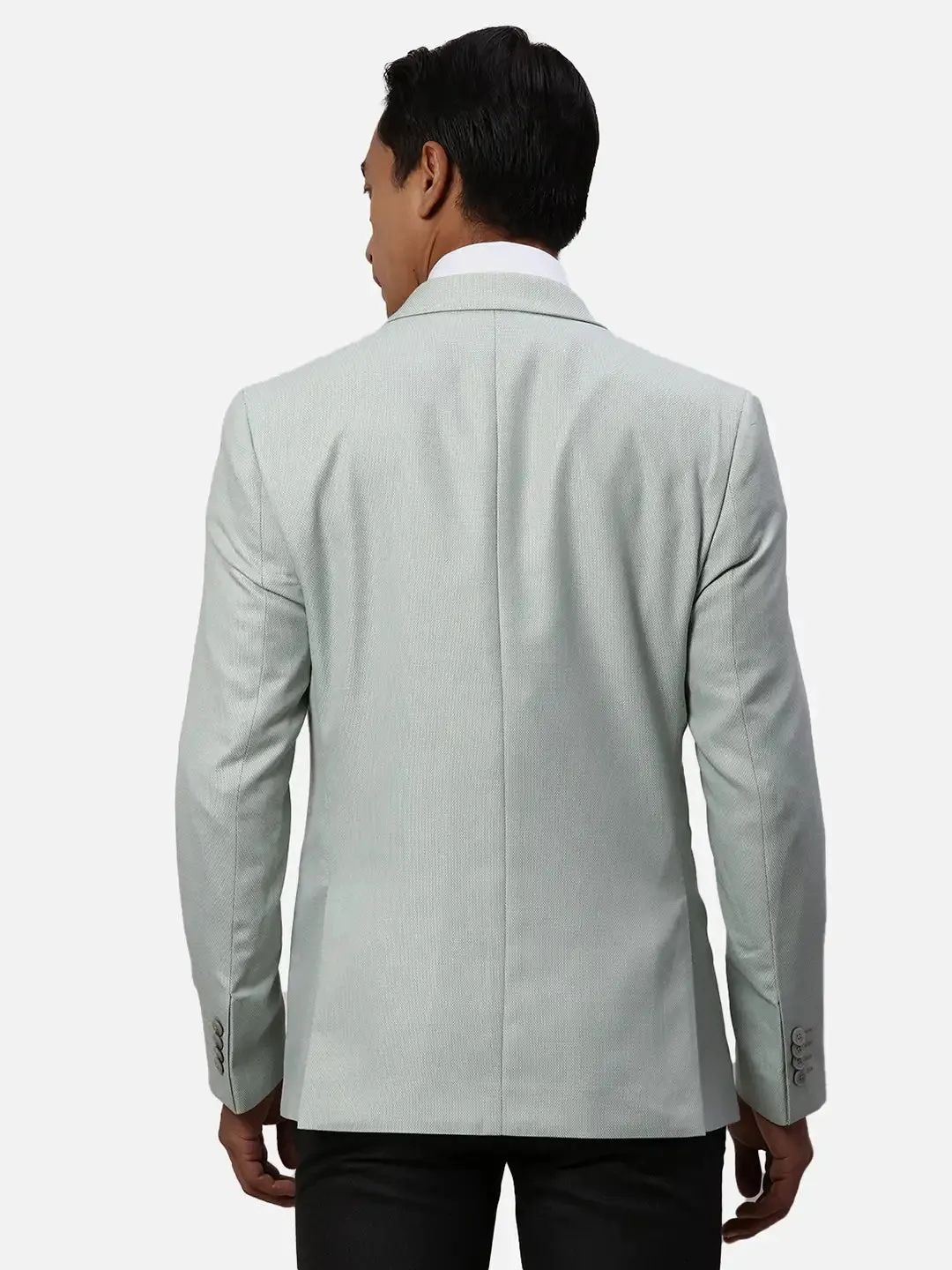 Park Avenue Slim Fit Self Design Light Green Blazer