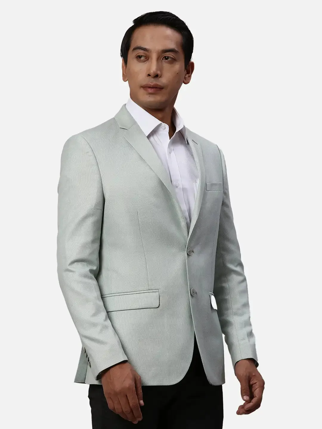 Park Avenue Slim Fit Self Design Light Green Blazer