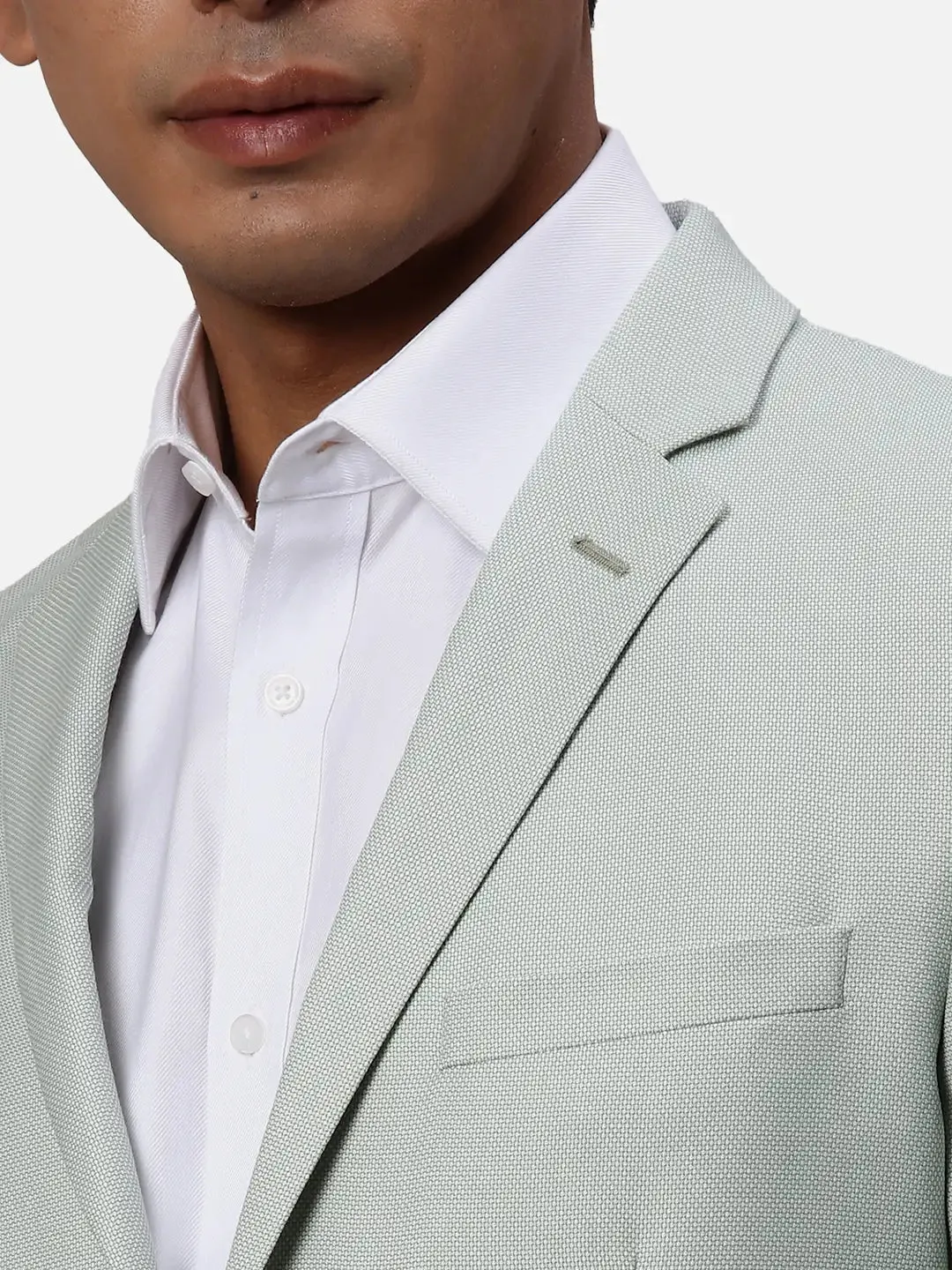 Park Avenue Slim Fit Self Design Light Green Blazer