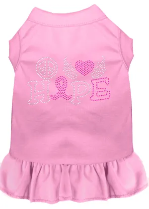 Peace Love Hope Breast Cancer Rhinestone Pet Dress Light Pink Xs