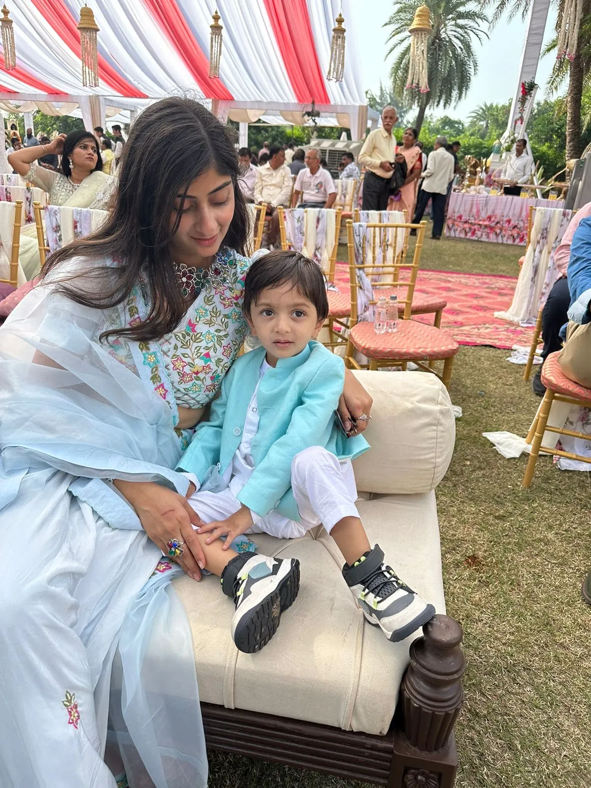 Pre-Order: Solid Sky Blue Pure Linen Bandgala Blazer with White Kurta Pajama  Set
