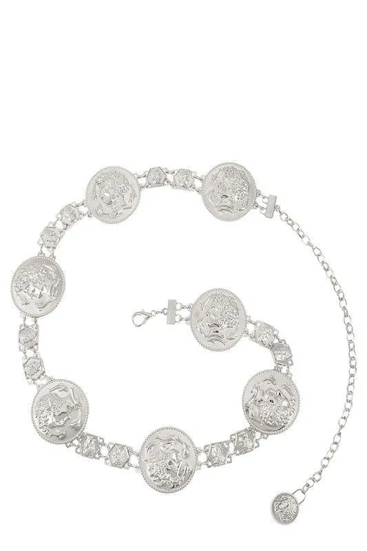 Regal Greek Coin Linked Metal Belt (Gold)