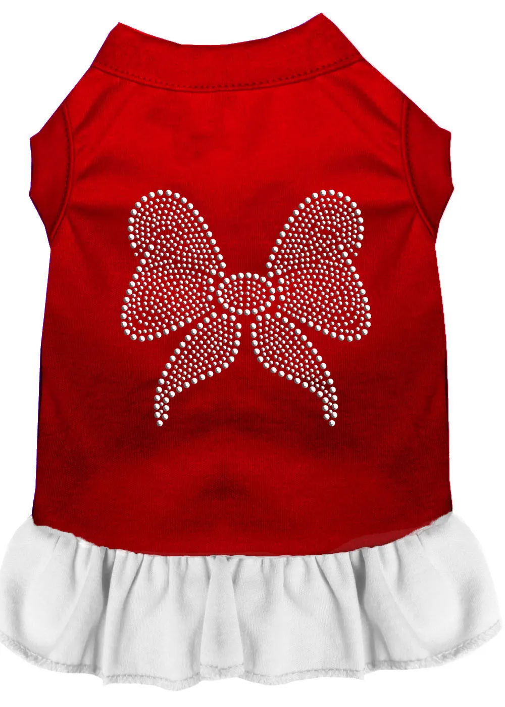 Rhinestone Bow Dress Red With White Sm