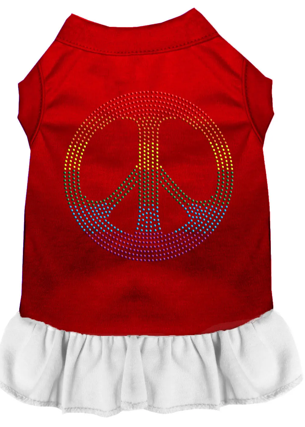 Rhinestone Rainbow Peace Dress Red With White Xxxl