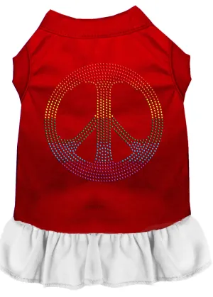 Rhinestone Rainbow Peace Dress Red With White Xxxl