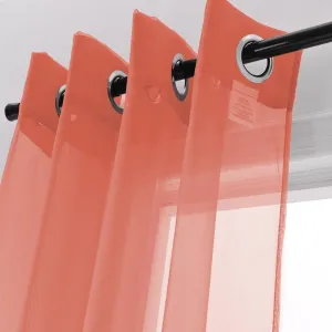 RT Designers Collection Cara One Sheer Grommet Light Filtering Curtain Panel 54" x 90" Coral